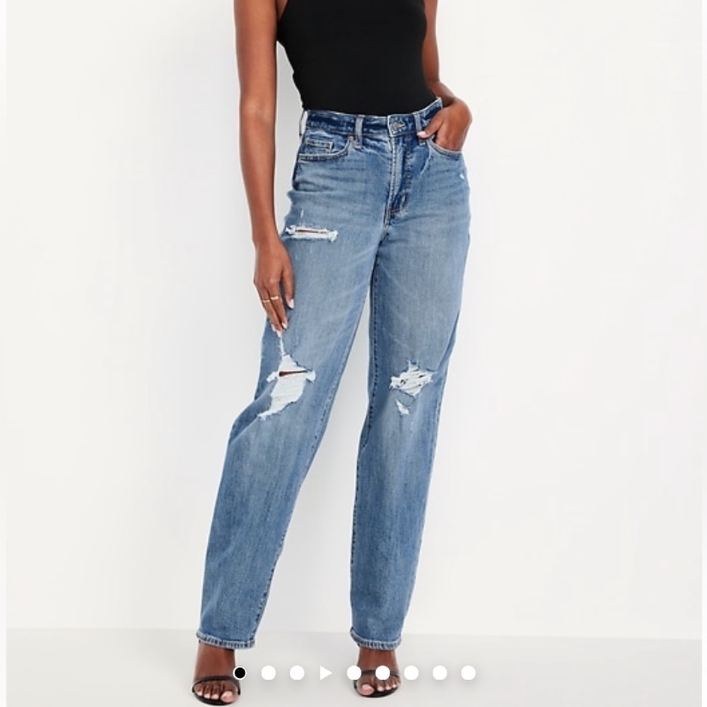 NEW Curvy High Waisted OG Loose Jeans Ripped Medium Wash, Size 16 Tall - Picture 9 of 13